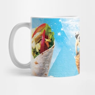 Pug Riding Unicorn Giraffe in the World of Mexican Dishes Mug